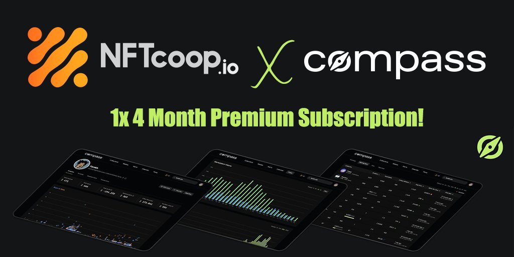 NFTCoopGiveaway's tweet photo. JOURNEY BEGINS IN 35 DAYS!

To celebrate this we will be giving away:
1x 4 Month Premium Subscription!
https://t.co/ZJCm8n4dtB, the NFT space cleanest tool!

RULES:👇
FOLLOW @compass_nft &amp; @Nftcoop_io &amp; @NFTCoopGiveaway
RT+❤️
TAG 2 FRIENDS!

#Giveaway ends in 48 hours!
#NFTs #NFT https://t.co/SlM9DiwYpy