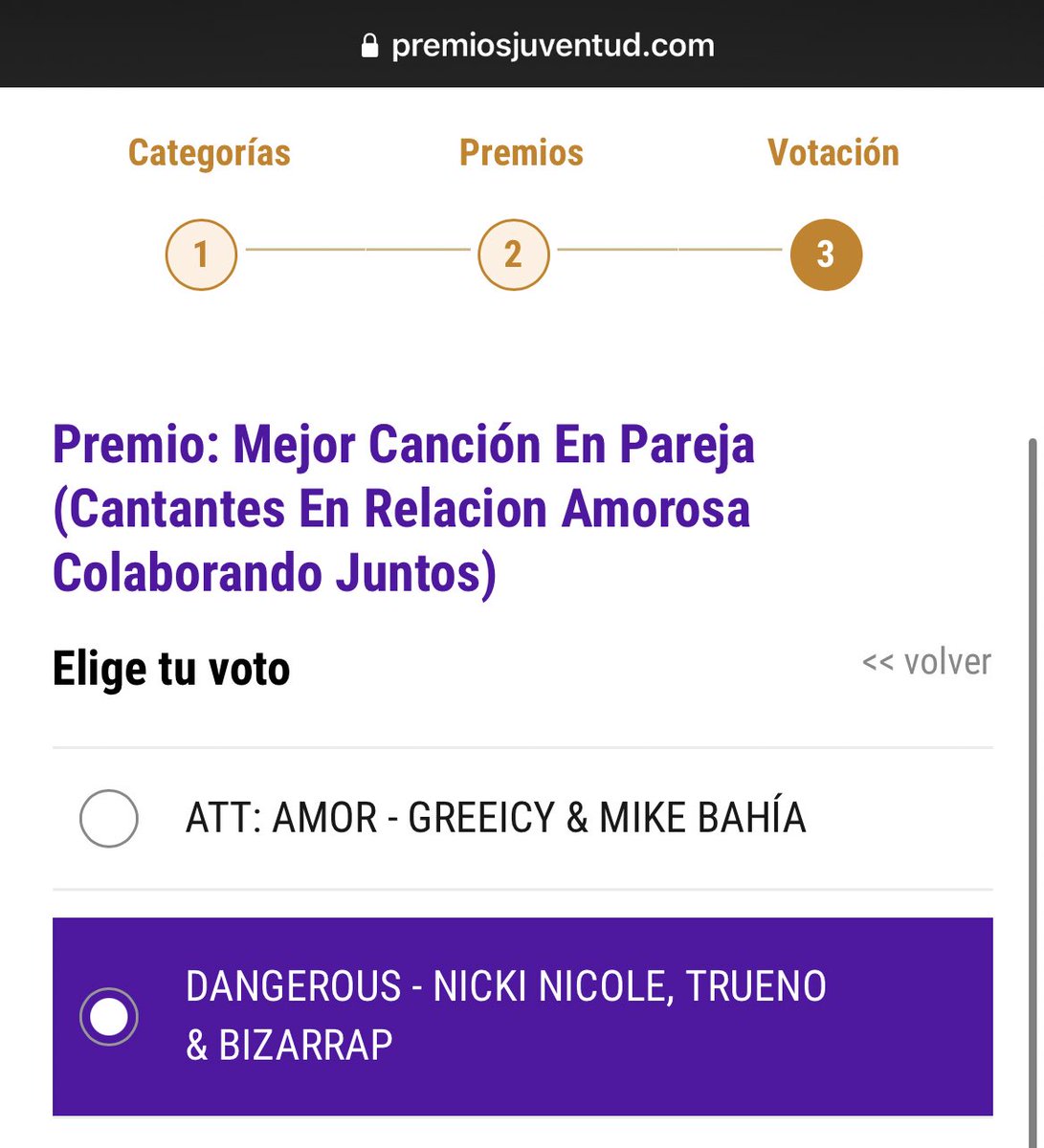 ¡Votad por DANGEROUS de Nicki Nicole y Trueno en premiosjuventud.com/vota/! Encontraréis la categoría en ‘categoría musical 2’.