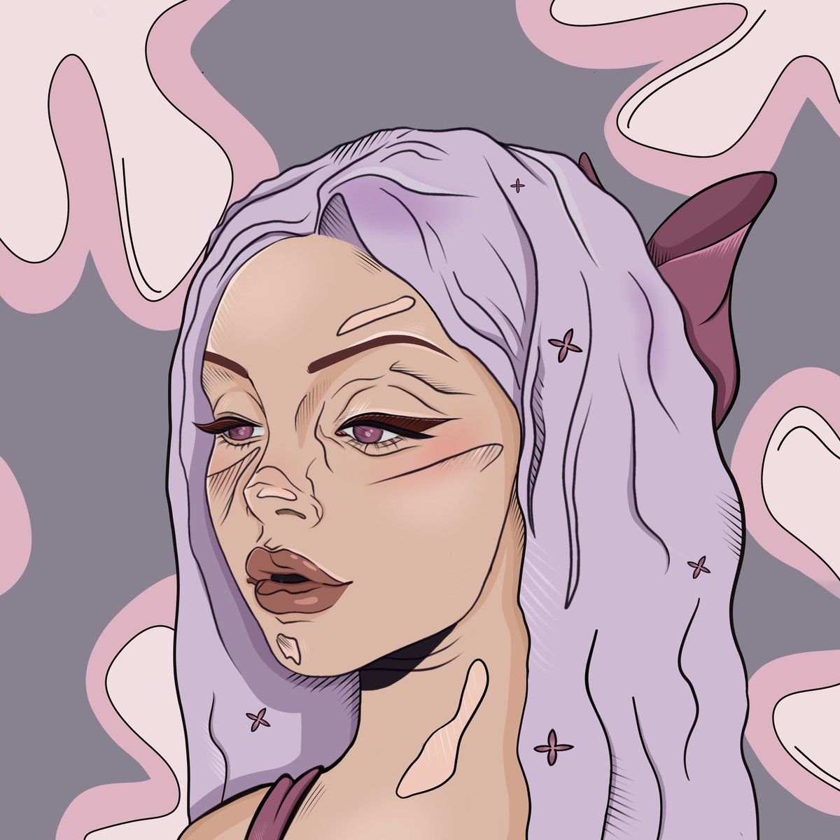 Hello! As promised, a new artwork 💜

“Lilac soul girl” 
Recently, I was walking around the city and saw a lilac bush, after that I was inspired by it and so this work was born.
Available on <a href="/opensea/">OpenSea</a> 
I hope for your support! #nftart #NFTs #nft #NFTfam 
opensea.io/assets/matic/0…
