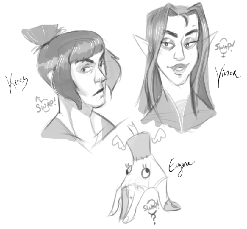 Dancing_Chalupa's tweet photo. Yo, it's been a hot minute. Mental Health took a nasty spill but it's gettin' better now. Have some warm up sketches of genderbent charas from Deadbeats! https://t.co/XrUrIVvK23