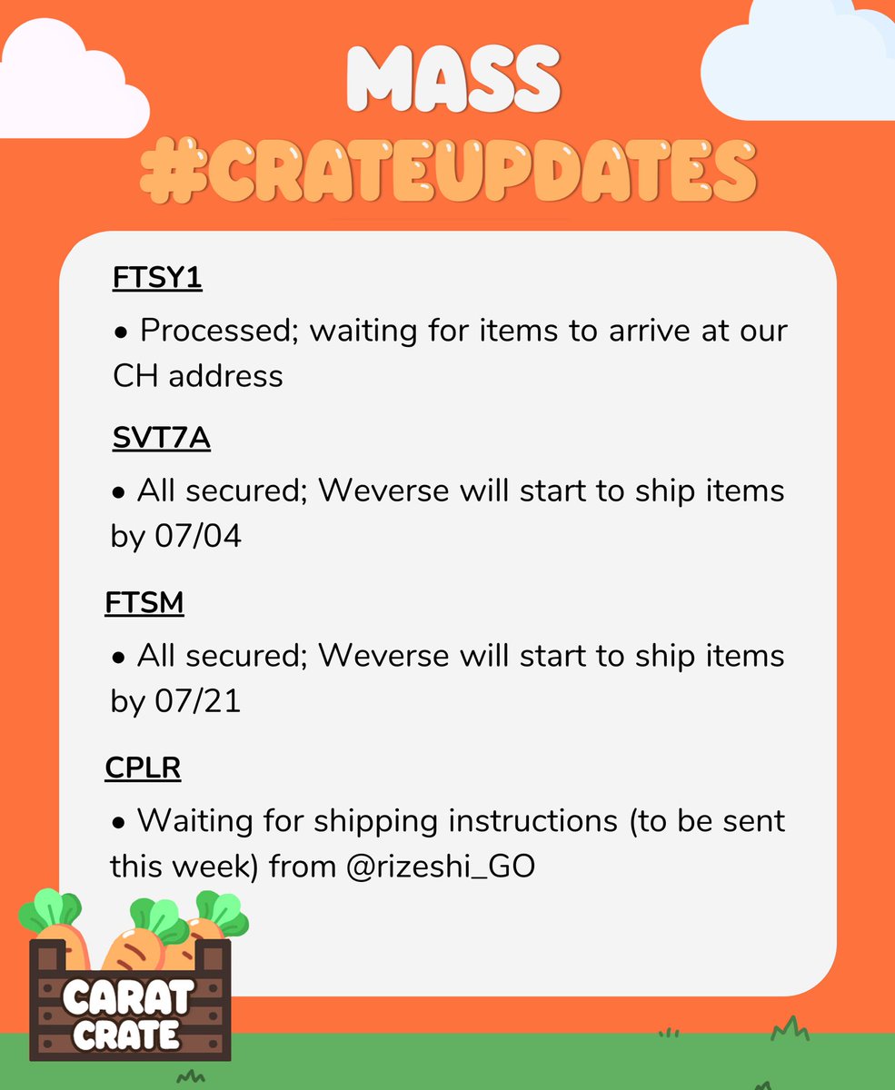 CaratCratePH's tweet photo. mass #CRATEUpdates as of June 14, 2022
(2/2) https://t.co/Emyy49es1b