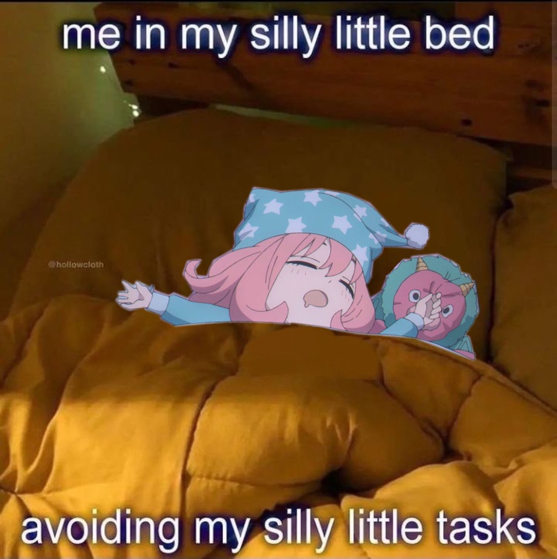 tanijrou's tweet photo. anya in her silly little bed https://t.co/WfLtb5EOPx