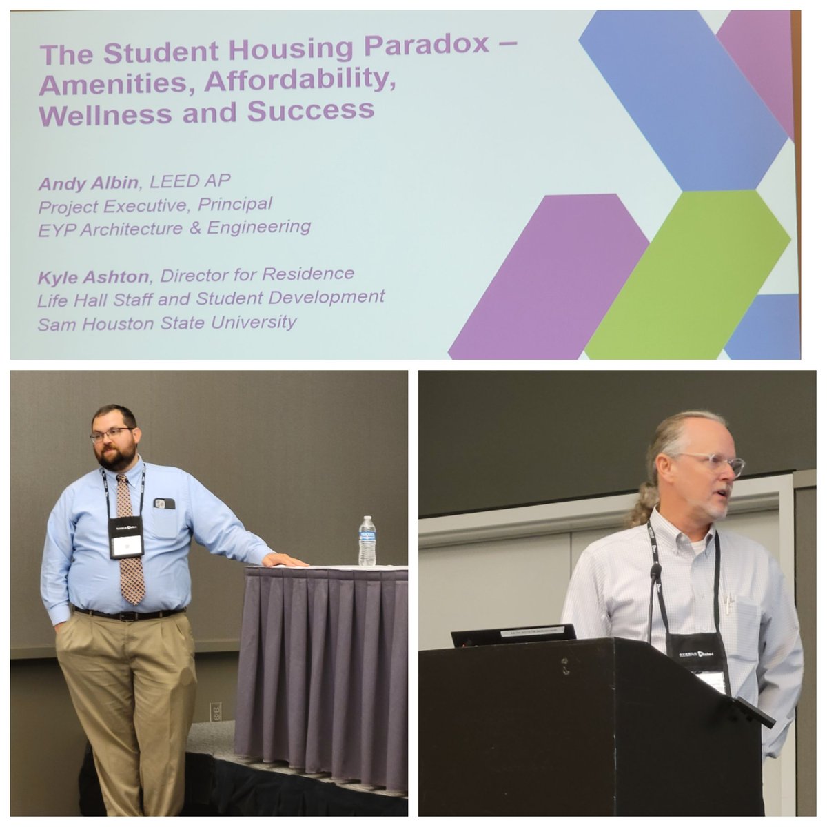 SaraGStein's tweet photo. Kicking off @ACUHOI ACE watching my @EYPAE colleague @andyalbin present with @SamHoustonState res life staff on The Student Housing Paradox  #highered #acuhoi #eyp50 https://t.co/L1dzY7uFy6