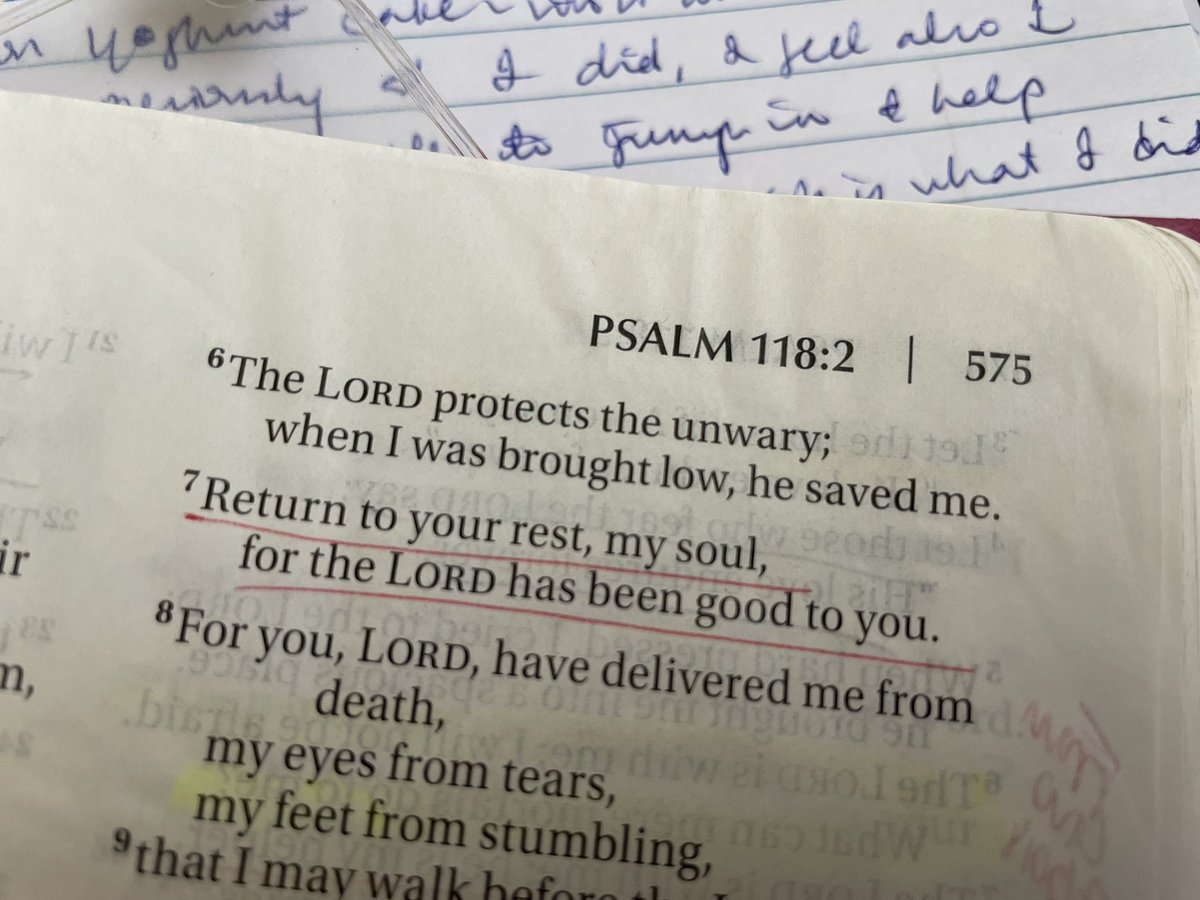 AngelaOltmanns's tweet photo. Feeling tired? 😞
Here’s a refreshing Bible verse from Psalm 116:7:
“Return to your rest, my soul, for the Lord has been good to you.”
Full of wisdom 🌻♥️
#VerseOfTheDay
#Scripture #reflections
#writeoutscriptures https://t.co/ohi3HSNuuD
