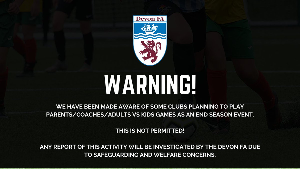 devon_fa's tweet photo. Kids vs Parents/Coaches/Adults = ❌

#StaySafe #DevonFootball https://t.co/qG67JzkO3d