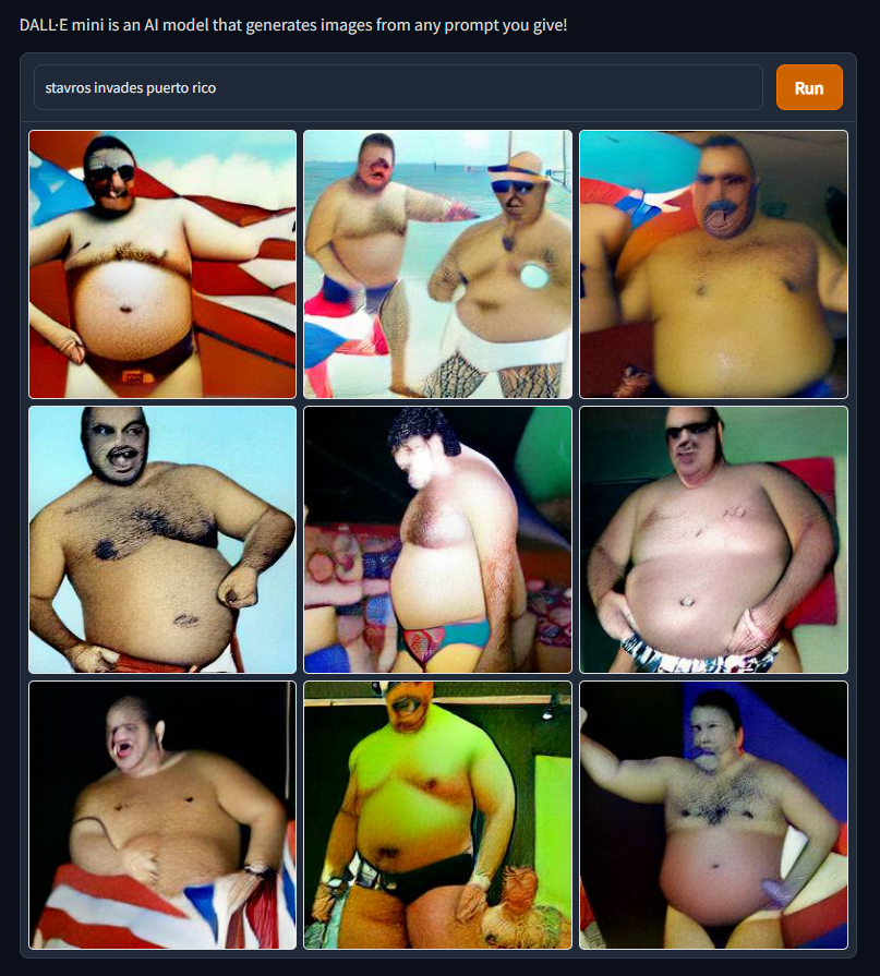 AIshitposting's tweet photo. stavros invades puerto rico https://t.co/dkEFkfEkPf