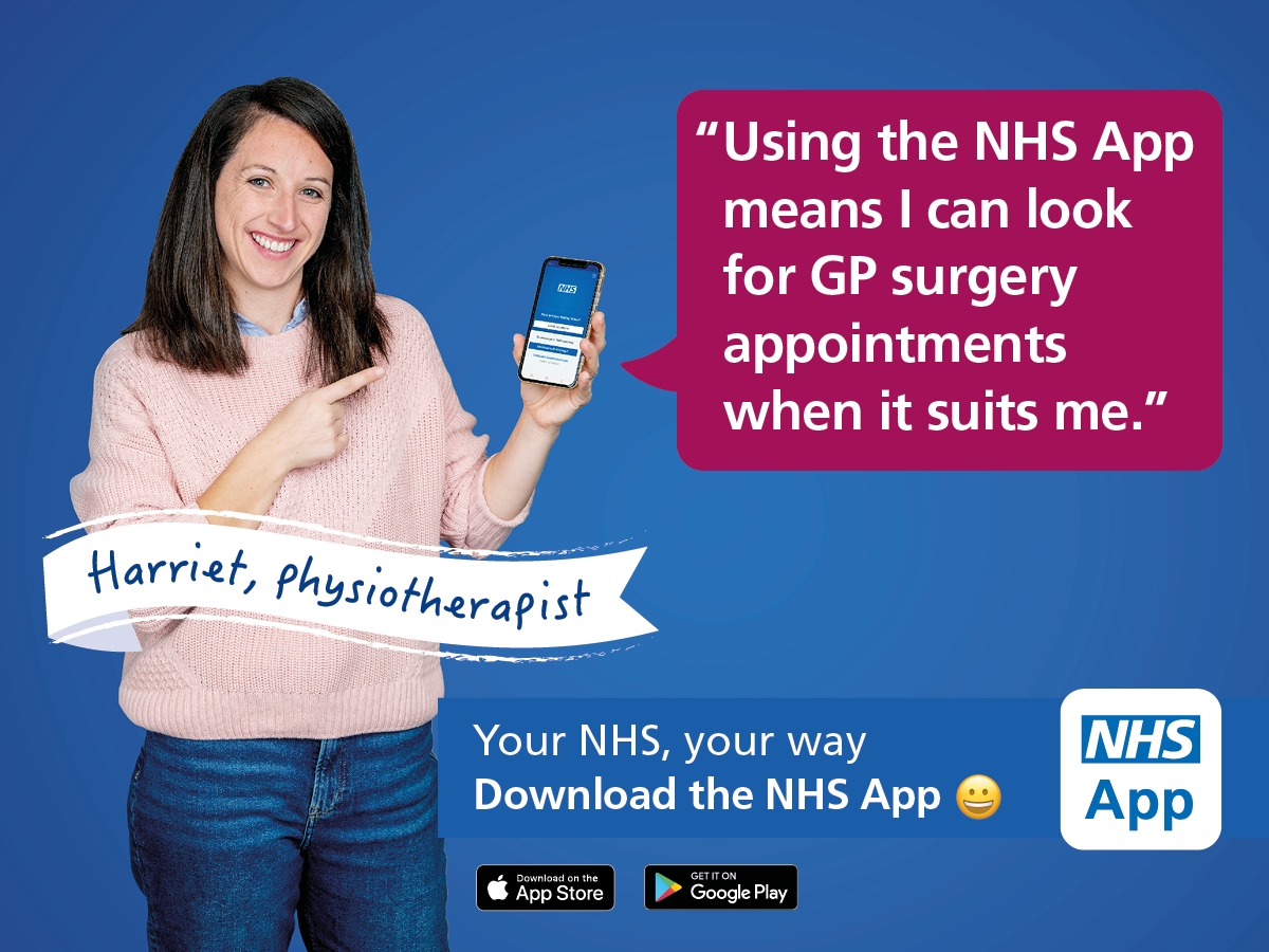 TalbotMedical's tweet photo. Have you got the NHS App?  
Use it to order repeat prescriptions, manage appointments, view your GP medical records, set your organ donation preferences and more. 24/7. Anywhere.
Your NHS, your way. Download the #NHSApp. https://t.co/BojxbHgJzX
