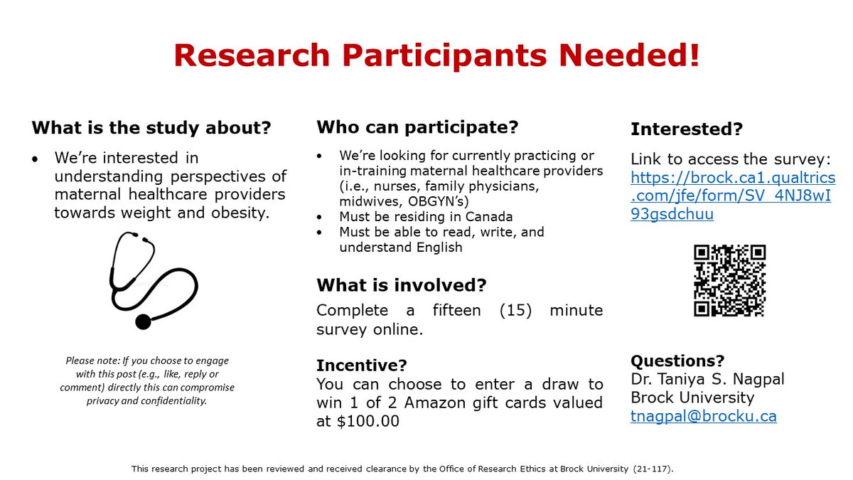 The Adamo Lab (@adamolab) on Twitter photo Are you a Canadian maternal healthcare provider (midwife, OBGYN, nurse, family physician)? Please fill out our 15 minute survey on weight-related attitudes and patient care. Thank you! 
brock.ca1.qualtrics.com/jfe/form/SV_4N… Are you a Canadian maternal healthcare provider (midwife, OBGYN, nurse, family physician)? Please fill out our 15 minute survey on weight-related attitudes and patient care. Thank you! 
brock.ca1.qualtrics.com/jfe/form/SV_4N…