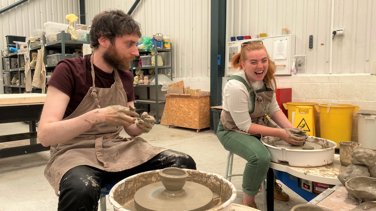 acttrainingltd's tweet photo. This week’s #TeamACT post is devoted to the Marketing &amp; Communications team. ⭐  

The team were creative with the lovely people at Cardiff Pottery Workshop. The team found clay throwing therapeutic, prompted plenty of laughs, and was absolutely perfect for team bonding! https://t.co/X2IhHlgpn2