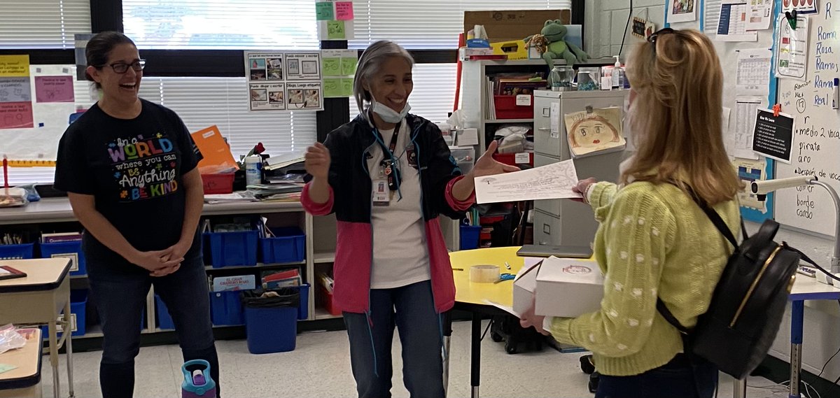 Barrington220EF's tweet photo. Nidia Garcia and Nelcy Villarreal of Sunny Hill Elementary were thrilled to receive a PIE Grant for their Purposeful Play Activities and Materials project from Trustee Susan Laudick. Congrats! #EF220 @barrington220 https://t.co/z5i0G3Hczt
