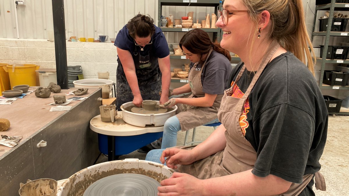 acttrainingltd's tweet photo. This week’s #TeamACT post is devoted to the Marketing &amp; Communications team. ⭐  

The team were creative with the lovely people at Cardiff Pottery Workshop. The team found clay throwing therapeutic, prompted plenty of laughs, and was absolutely perfect for team bonding! https://t.co/X2IhHlgpn2