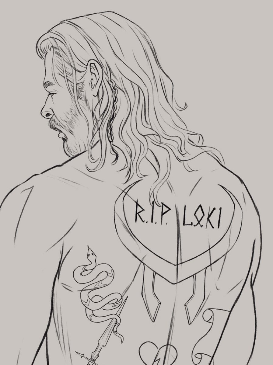 Ok, I'm still obsessed about Thor's tattoos for Loki so yes new WIP 👀
#Thor #ThorLoveAndThunder