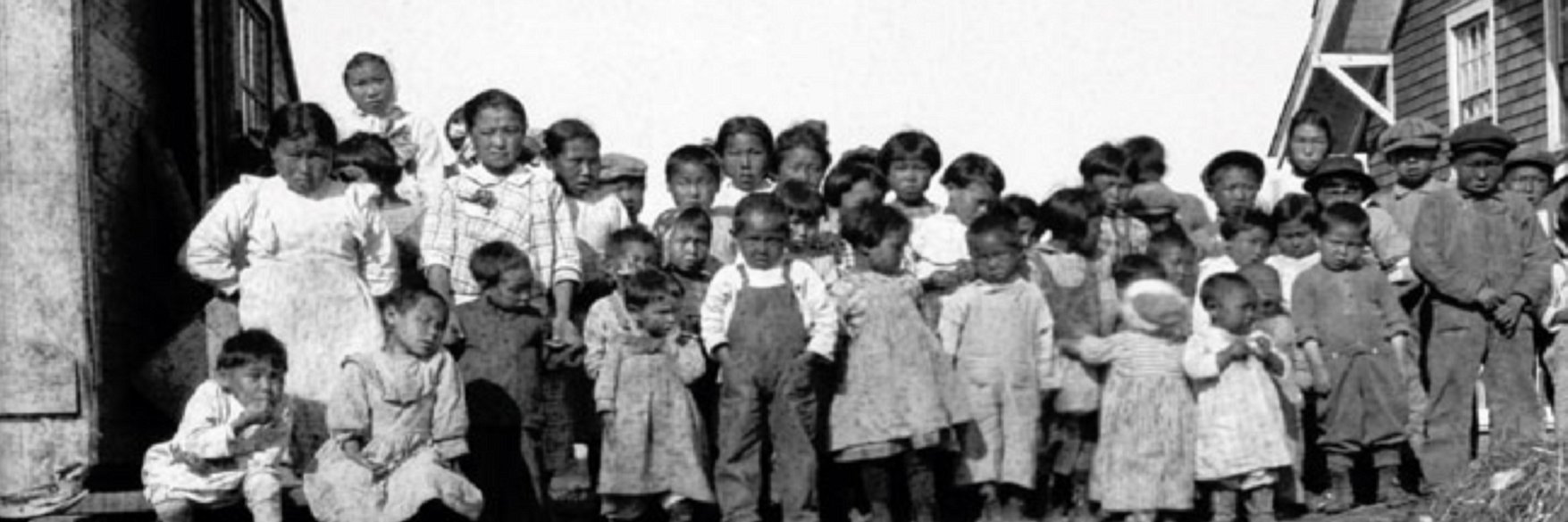 The 1918-20 influenza pandemic hit the native communities in Alaska hard. These children in an orphanage in Nushagak, Alaska, lost their parents. Summer of 1919. Source: Alaska Historical Library