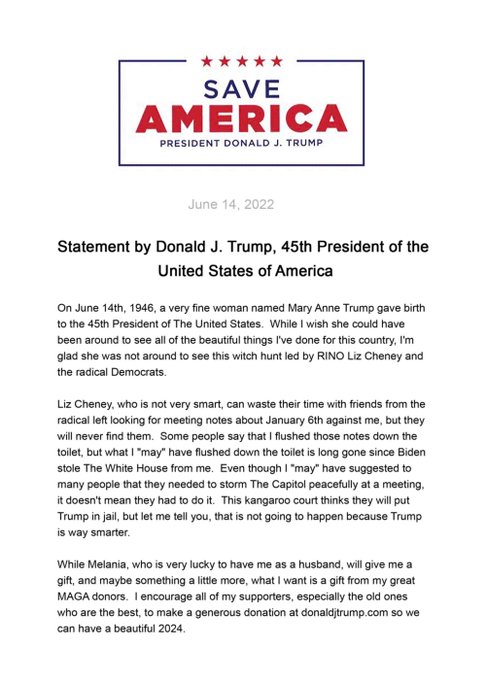 Text Of Trumps Christmas Message 2022 Fact Check-Image Purporting To Show Trump Statement On Flushing January 6  Notes Down A Toilet Is Fabricated | Reuters