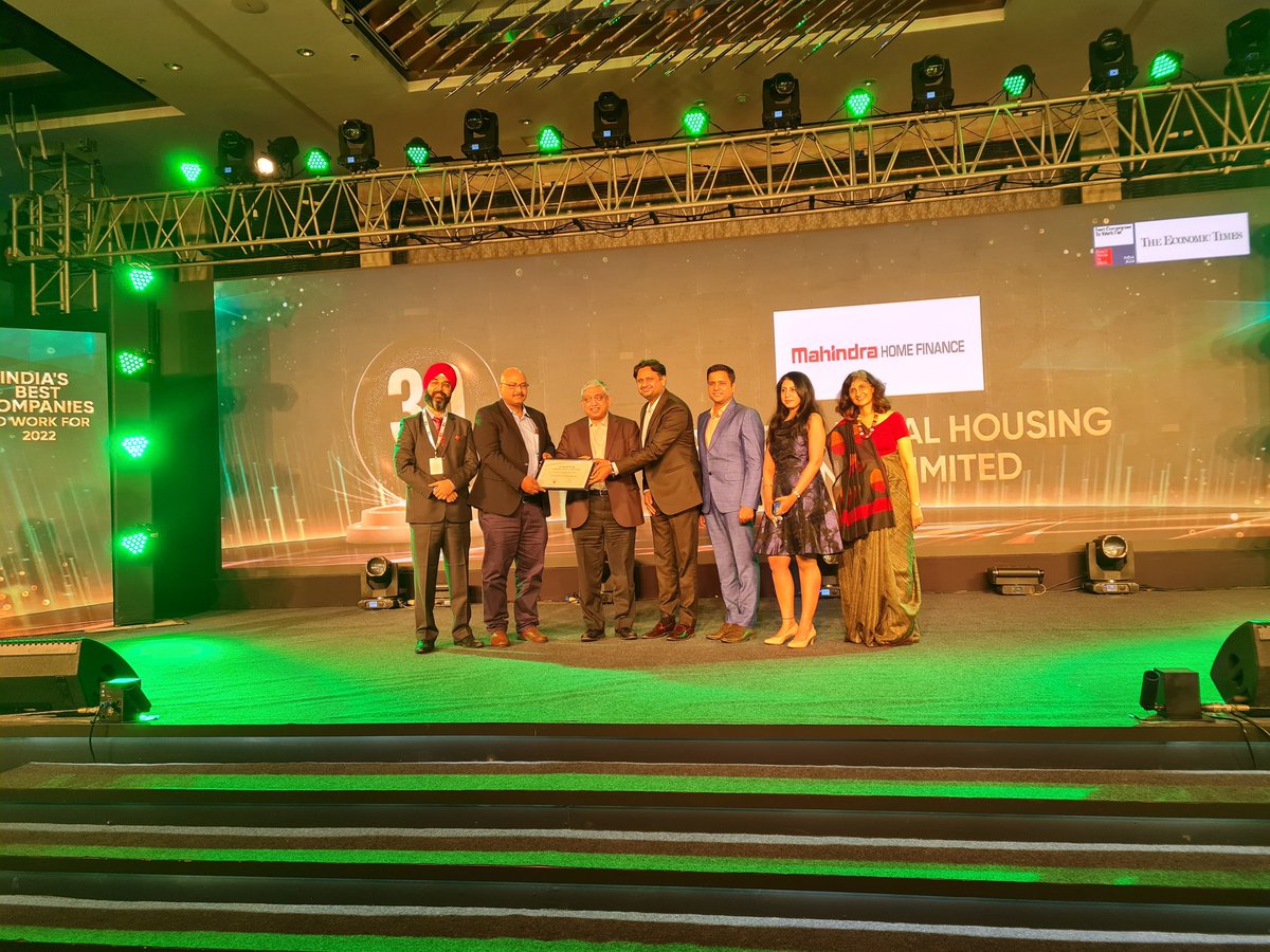 ManasGautamMRG's tweet photo. Mahindra Rural Housing Finance Ltd has been awarded as 30th best company to work at Great place to work for 2022. https://t.co/apw38bNmez