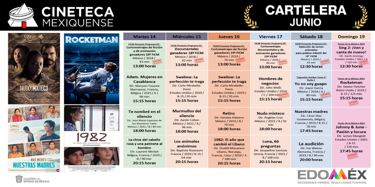 CESPDEM's tweet photo. Te compartimos la #CarteleraSemanal de la @CinetecaEdomex, para que apartes las fechas y disfrutes de una buena película.
Más detalles en: https://t.co/bc3ZzrvhDd 
@CulturaEdomex https://t.co/5TxD04elrk