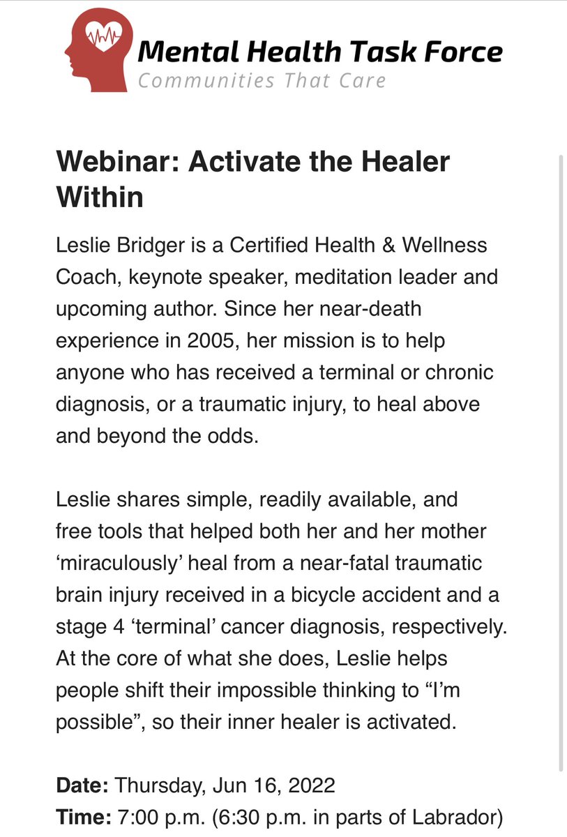 MHTF_NL's tweet photo. Please RT! FREE Webinar THIS Thursday! Register here https://t.co/h6gGsWNA7o  @PremierofNL @davidbrazil10 we hope you can attend a webinar in the near future! @PCPartyNL @nlliberals  @BradPowerNL  @neary_tina @Thornegosse  @isabellefry2017 @DawnChaplinNL @Ashley_LBMCOC @VOCMNEWS https://t.co/bM7wIGc0n7