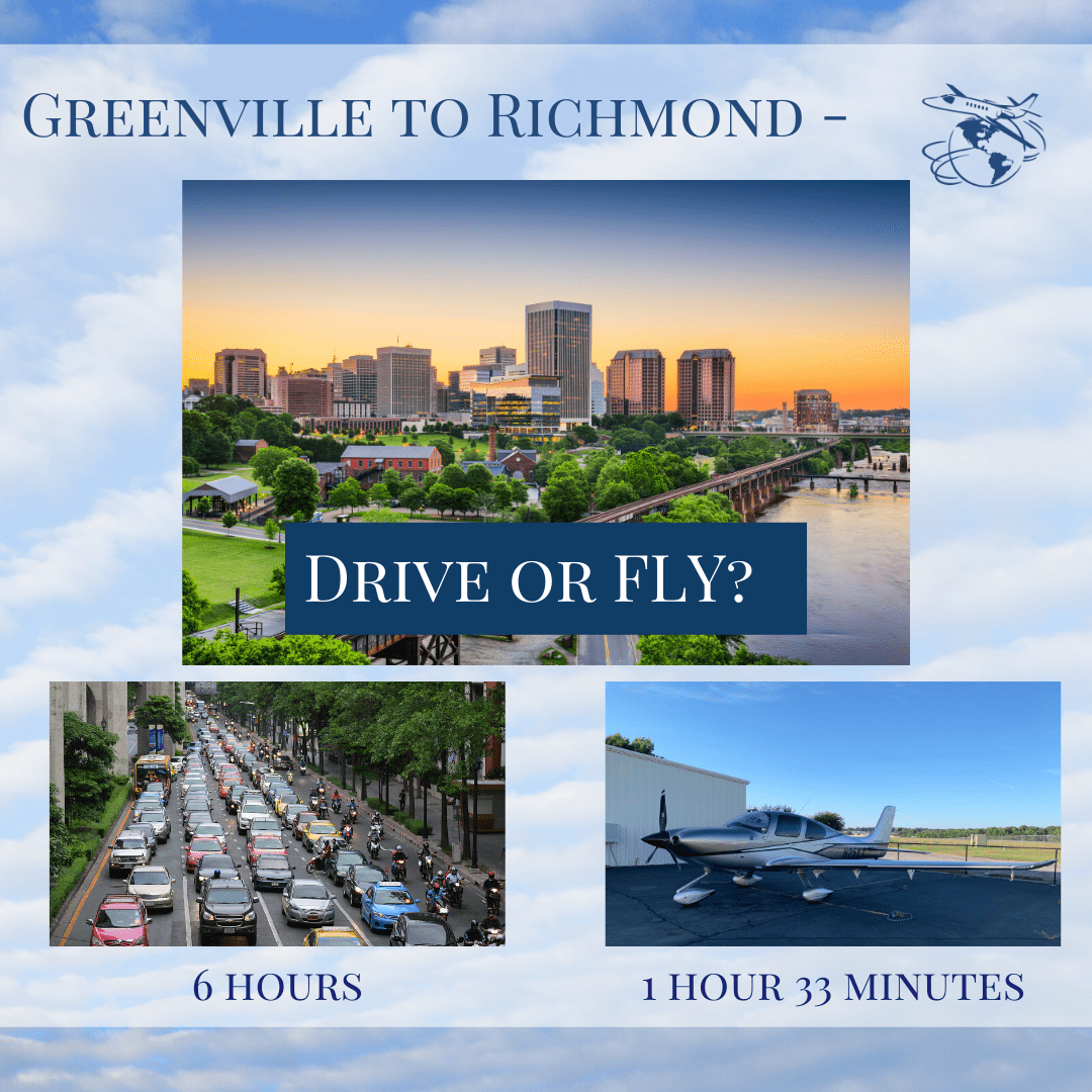 FlySSC's tweet photo. Traveling to Richmond for business or family? 

Let us get you there faster and stress-free! 

Why drive when you can fly?  

https://t.co/a7RJfBsMeu

#flyssc #richmond #greenville #whydrivewhenyoucanfly https://t.co/rG9gPqbYZm