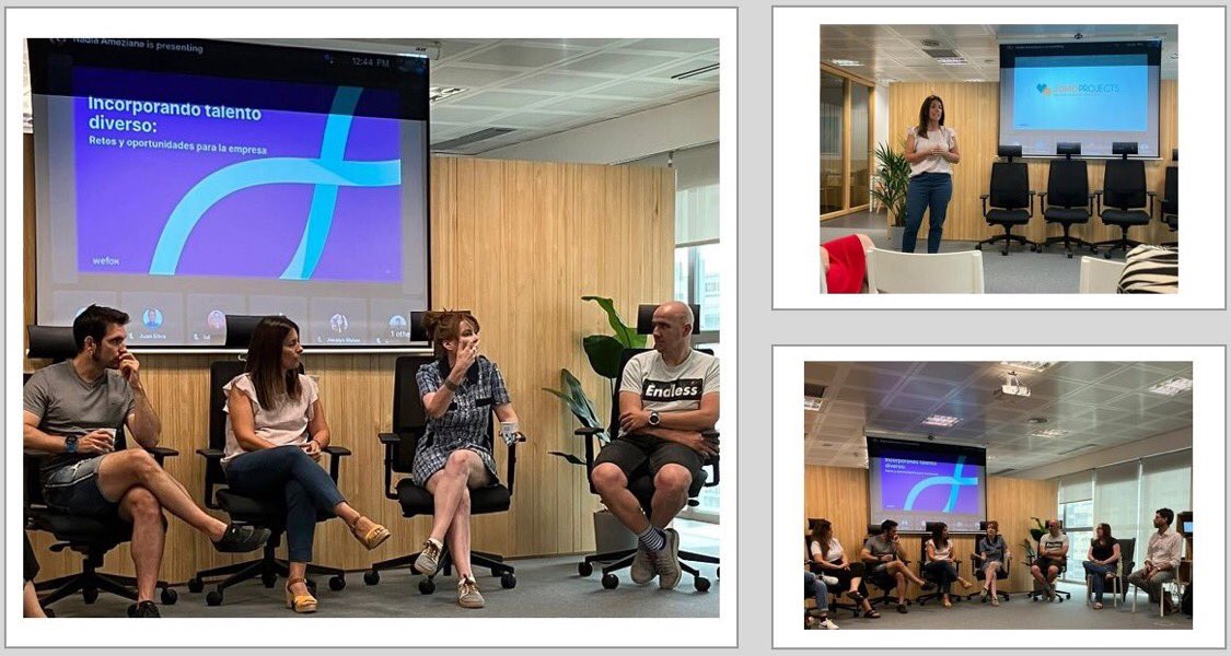 junoprojects's tweet photo. 👍Un placer participar en la mesa redonda organizada por #wefox #GetHub en la que debatimos los retos y oportunidades del #talentodiverso. Compartiendo #buenasprácticas con otras #empresas comprometidas con la #diversidad, #inclusión y #equidad. https://t.co/CcwUS7Ci0s