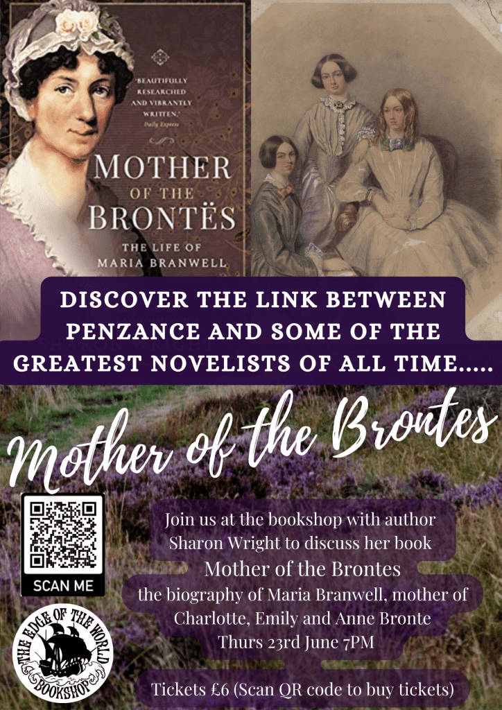 TheSharonAgency's tweet photo. 200 years after she left her beloved #Penzance for a fateful trip to Yorkshire, I’m finally taking #MotherOfTheBrontës Maria Branwell home. 
Grab a ticket,RT Cornish pals &amp; I'll see you @Edgybooks in #IndieBookshopWeek to share my own links with the Westcountry... #CornishBrontës https://t.co/257RBbsHOD