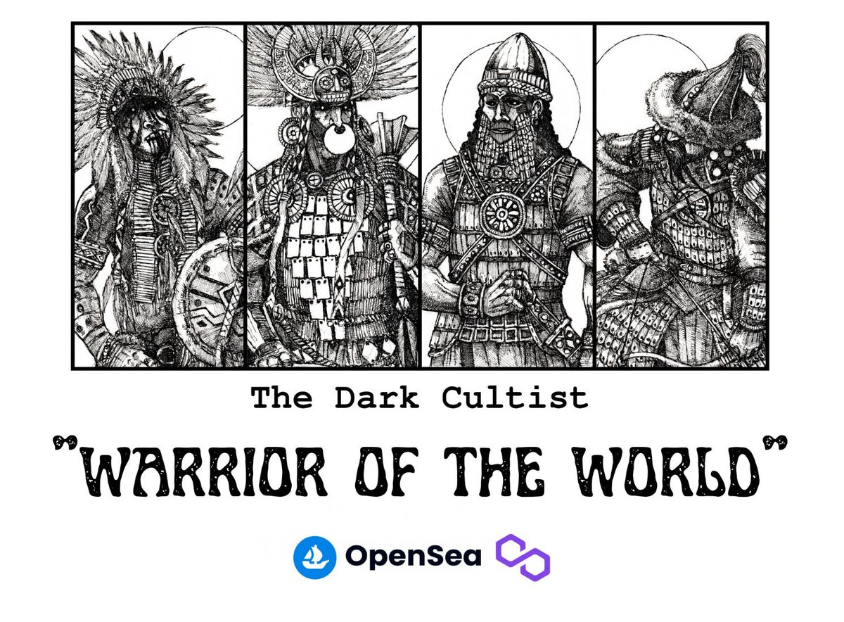"The Dark Cultist" #Polygon collection 😈
Meet warrior from different culture around the world, that now joined the Dark Lord 🤜⚔️🏹🤛

Drop now, 0.02 $ETH 🪙 <a href="/opensea/">OpenSea</a>🏝️🌊
opensea.io/collection/the…
And new "Akkadian Chosen" drop 🔥🗡️

#NFTCommunity #PolygonNFT