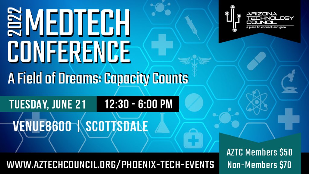 Learn about the latest medical technology innovations being developed here in Arizona.  Get turnkey guidance on how to develop your own med-tech solution. Use Promo code "15OFF" for $15 off registration. bit.ly/3mbzcgN   #medicaltechnology #healthcareinnovation