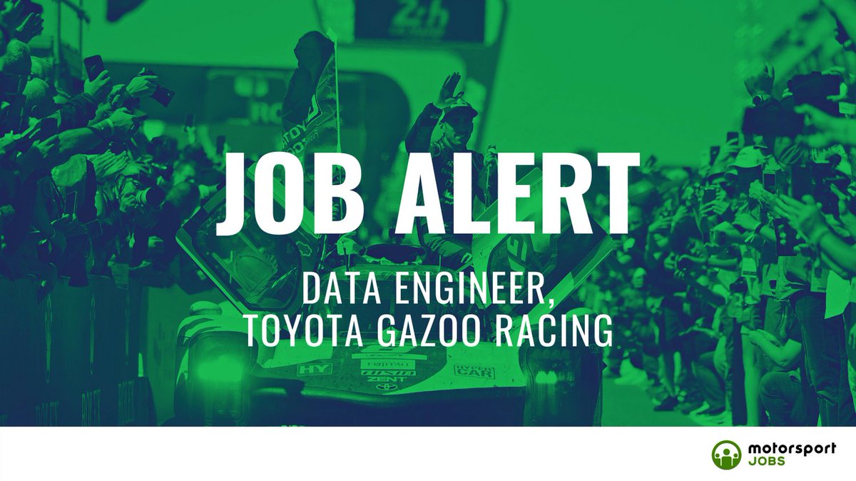 Motorsport_Jobs's tweet photo. Data Engineer @TGReurope
Applyπ https://t.co/wI8ghuuHyb
#motorsportjobs #motorsport #jobs #jobalert #autosport #jobsinmotorsport #hiring #tgr #toyotagazooracing #wec #wrc #lemans24 #electronic #windarab #verification #validation #dynamics #systems #prototype #analysis https://t.co/JmPmJE1K2N