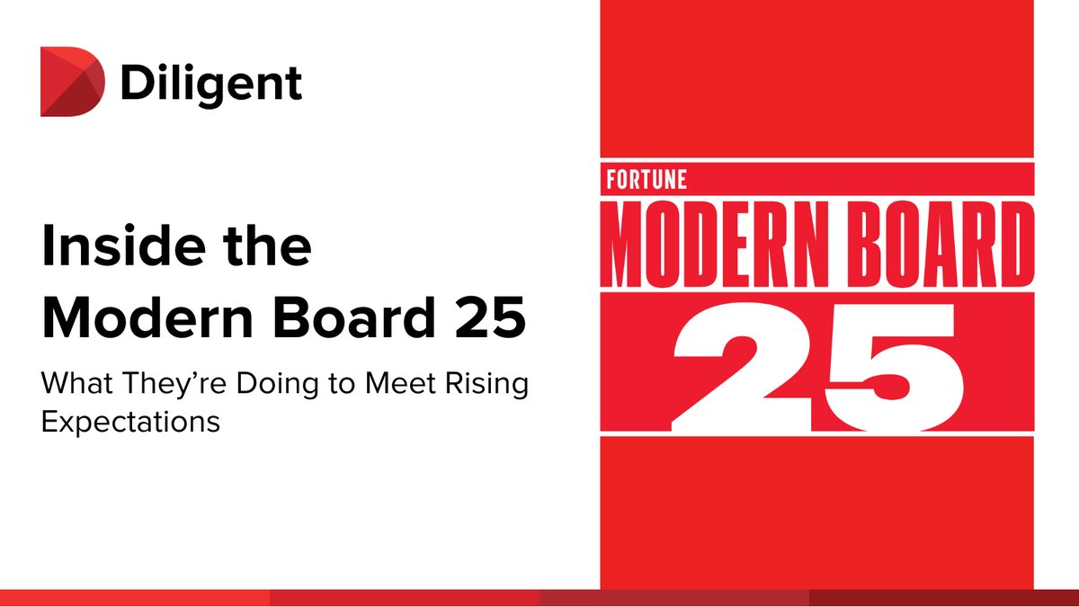 On June 21, we'll host companies listed on <a href="/FortuneMagazine/">FORTUNE</a>'s #ModernBoard25 for “Inside the Modern Board 25: What They’re Doing to Meet Rising Expectations". Join us to learn about their approaches to governance, risk, #ESG and more: diligent.com/inside-the-mod…