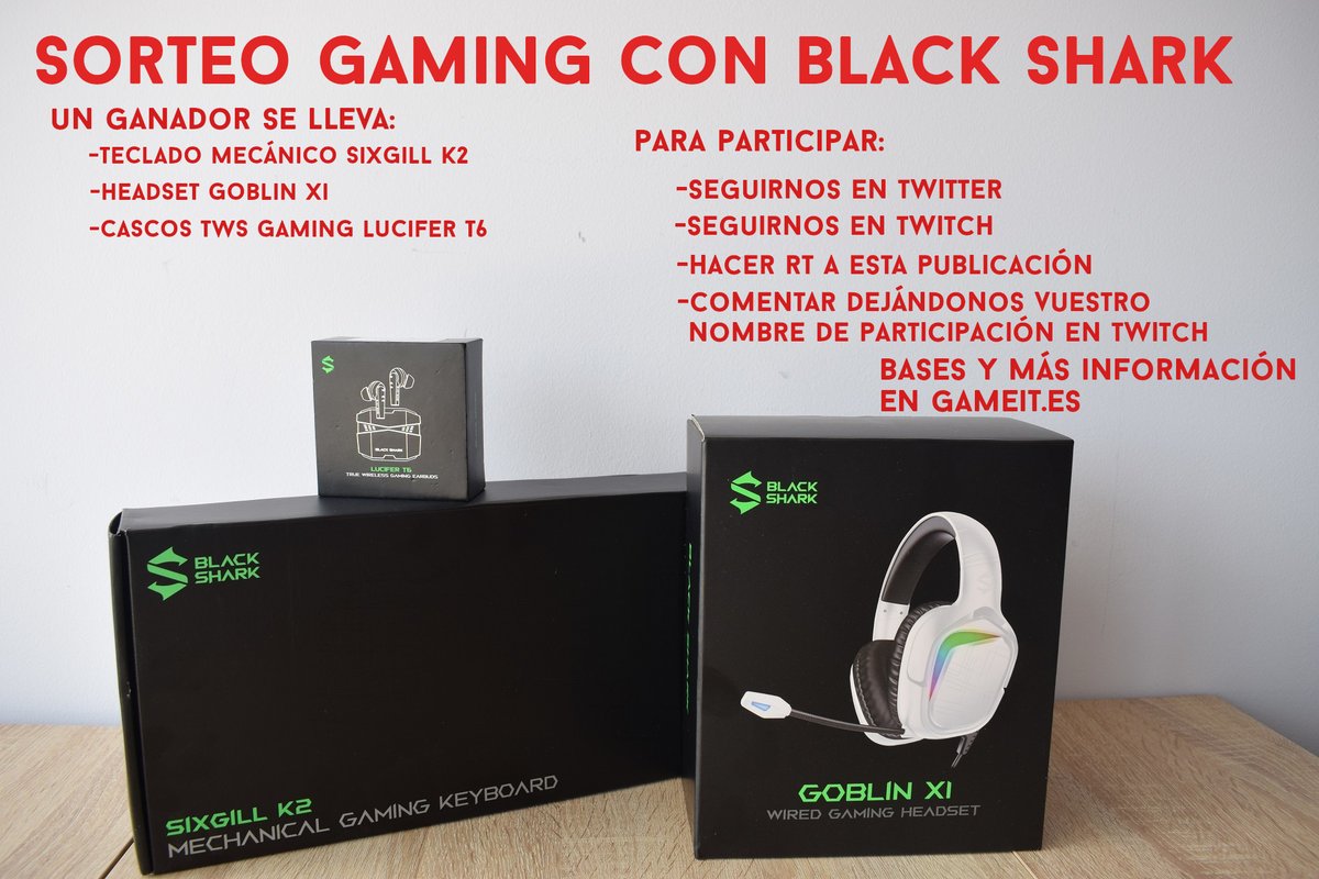 gameit_es's tweet photo. Seguimos con nuestro sorteo para seguidores en #Twitch. Un pack gaming de Black Shark valorado en casi 125€. Para participar seguid los paso de la imagen. Más información en https://t.co/JSWTE1qz7J

https://t.co/URIzgA8IbW https://t.co/6ZduECIbRU