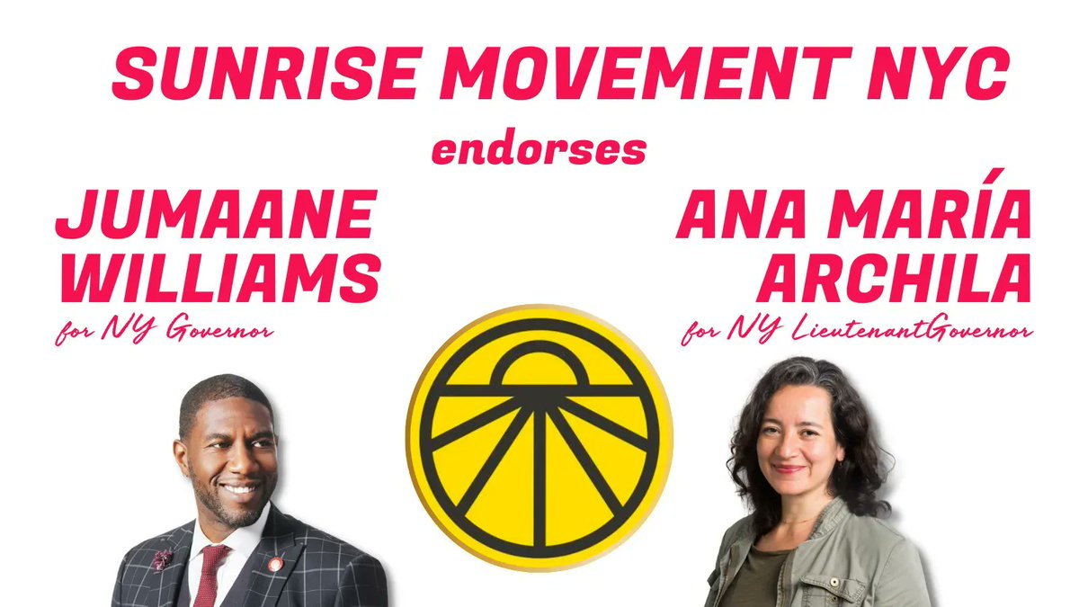 AnaMariaforNY's tweet photo. Incredibly excited to share that @sunrisemvmtnyc has endorsed me and @JumaaneWilliams! This powerful youth-led group continues to make bold waves in the fight for environmental justice, and I’m ready to continue this fight as Lt. Governor. 

Thank you for joining #TeamAnaMaria! https://t.co/Sq1VP7W2Au
