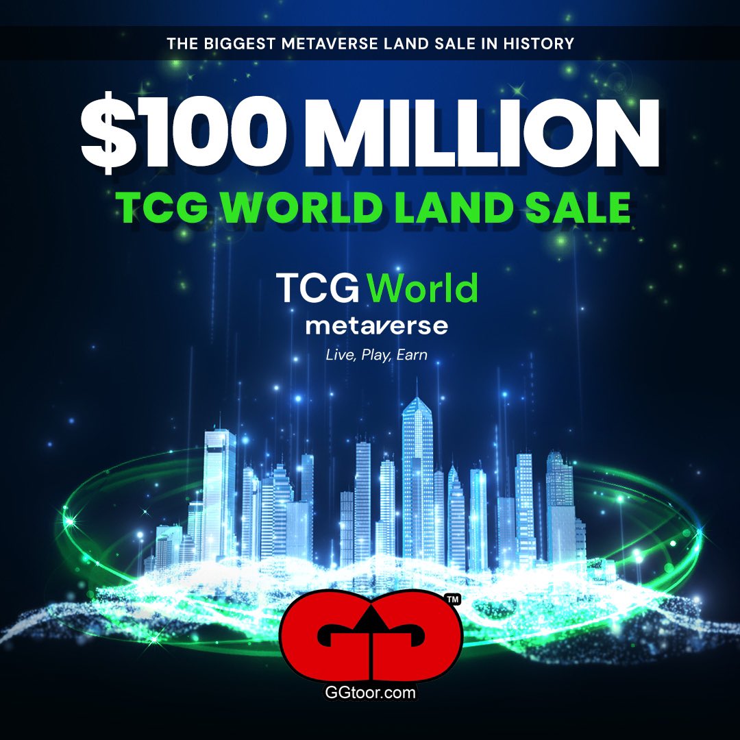 TCG World and <a href="/GGtoor/">GGtoor</a> are breaking records together! 🤯🚀

We're excited to announce their $100 MILLION land deal in #TCGWorld, the biggest sale in the Metaverse history to date! 🔥

▶️ Preview of the GGtoor City: youtu.be/DxZMENkL1fs

#Metaverse #P2E #Gaming #News #Virtual