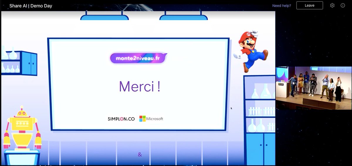 fbardeau's tweet image. Notre pitch est fini, merci à toute l&apos;équipe !
Vive #ShareAI cc @microsoftfrance