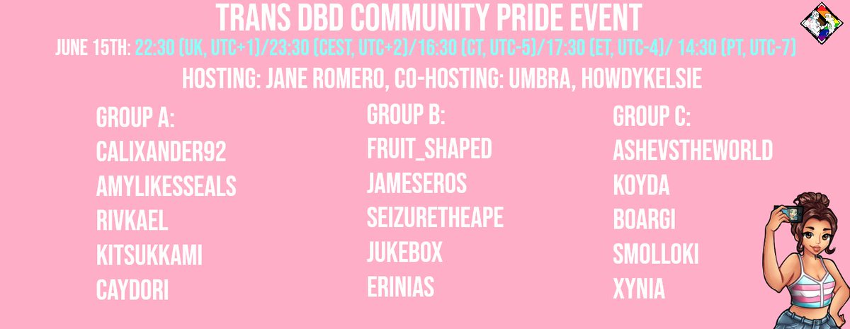 ViragoUltrix's tweet photo. Considering that I capped BPs and there's no new update today, I confirm the day off for today, recovering energies for the big event of tomorrow.

We worked hard for this event, as @DeadByBHVR Trans Community: I hope you're gonna enjoy our show 🏳️‍⚧️🌈

#DbDPride #DeadByDaylight https://t.co/iCPhXC1cE3