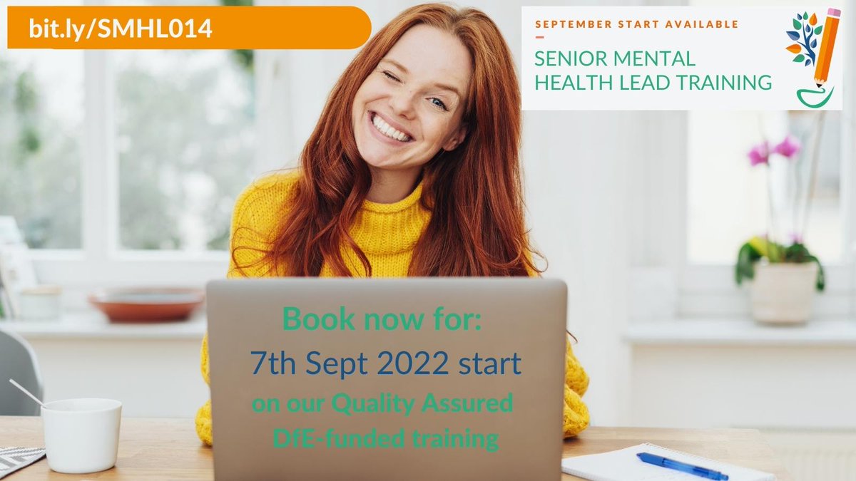 ***FUNDED MENTAL HEALTH TRAINING***

We have a few places left on our DfE-funded, quality-assured SENIOR MENTAL HEALTH LEAD course starting on 7th September! 

To book (&amp; more info): bit.ly/SMHL014

#mentalhealth #smhl #SMHLtraining #educationwellbeing #schoolCPD