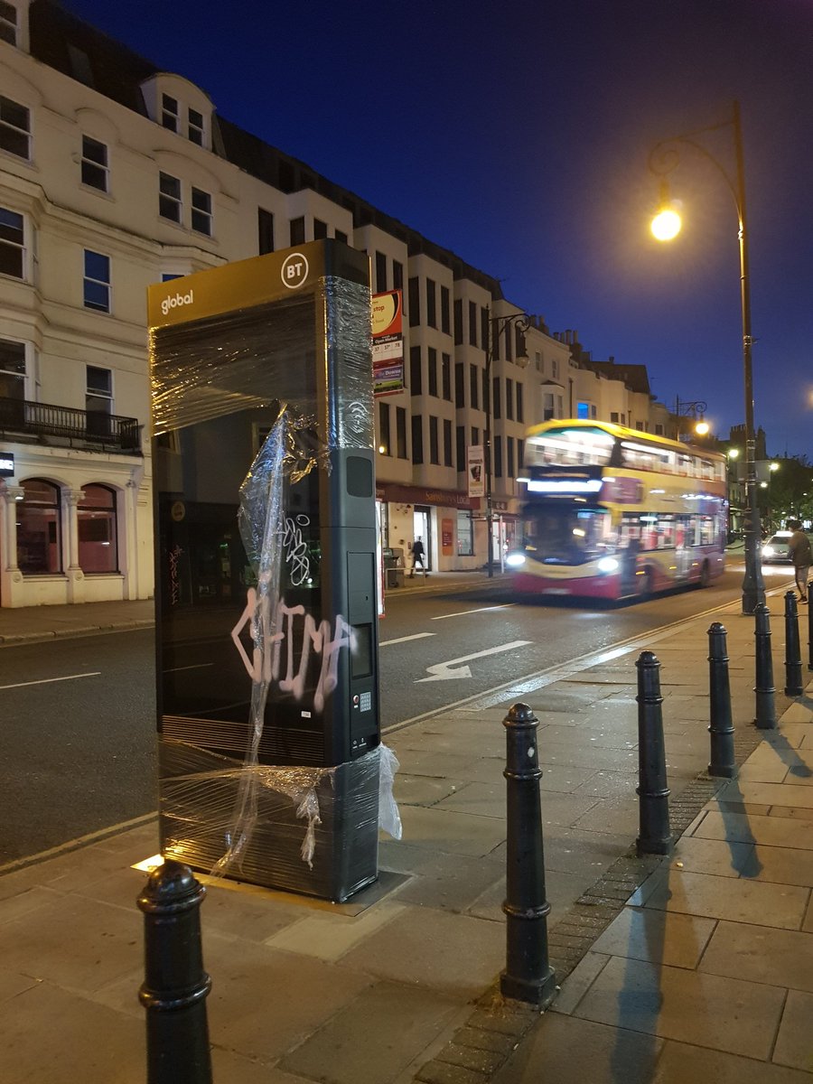 WildScreens's tweet photo. Next gen #inlink #BT infrastructure: #5G Street Hub 2.0 rollout. Still in the package & already marked w/ graffiti! https://t.co/Lidhj2KdYQ