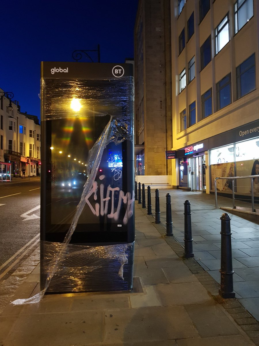 WildScreens's tweet photo. Next gen #inlink #BT infrastructure: #5G Street Hub 2.0 rollout. Still in the package & already marked w/ graffiti! https://t.co/Lidhj2KdYQ