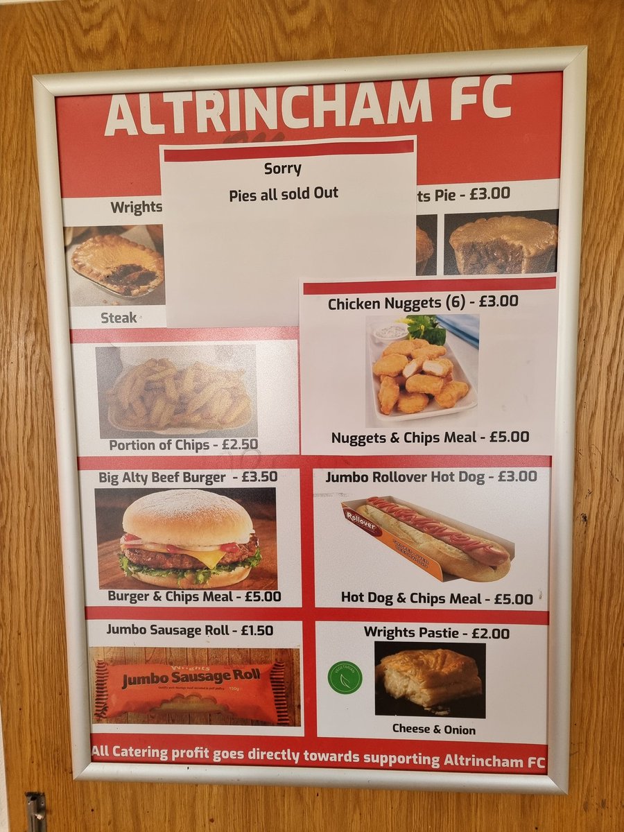 Come then <a href="/altrinchamfc/">Altrincham FC</a> everyone at today's <a href="/SportsMemNet/">Sporting Memories</a>  <a href="/AFC_Comm_Sports/">Altrincham FC Community Sports</a> is keen to know... 

1) The outcome of the cheesy chip trial

2) Who ate all the pies?

<a href="/FootyScran/">Footy Scran</a>