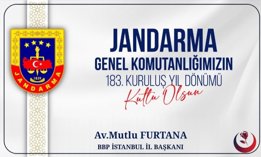 mutlu_furtana's tweet photo. Toplumumuzun huzur ve güvenliğinin sağlanması için büyük bir özveriyle çalışan @jandarma Teşkilatımızın kuruluşunun 183. yıl dönümü kutlu olsun. 

Bu vesileyle Aziz şehitlerimizi rahmetle, kahraman gazilerimizi şükranla anıyorum. 

Ayağınıza taş değmesin.🇹🇷 

#Jandarma183Yaşında https://t.co/SMzEJoizp0