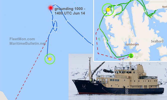 Expedition ship damaged, leaking oil after grounding, Svalbard, Arctic
maritimebulletin.net/2022/06/14/exp…