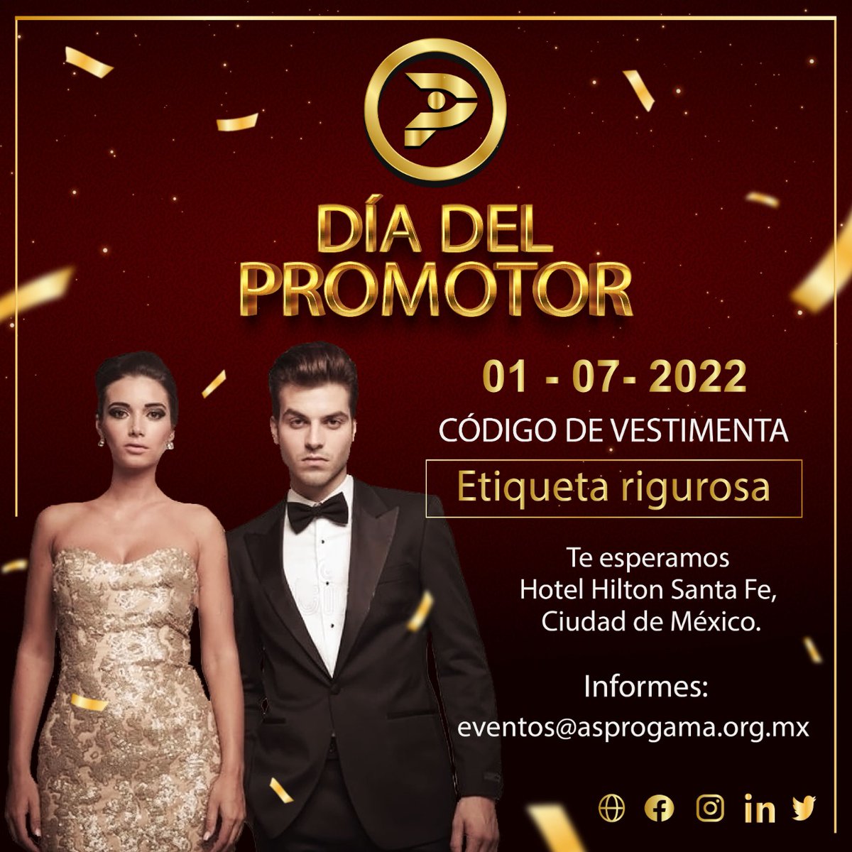 asprogamamx's tweet photo. #ASPROGAMA te invita a ser parte de la cuarta edición del #DÍADELPROMOTOR 🎖🏆 el próximo #viernes 1️⃣ de #JULIO 🗓 en vivo en el 📍Hotel Hilton Santa Fe en la Ciudad de México 🇲🇽.
Para mayor información permanece atento a nuestras redes sociales. https://t.co/pG1JCFZyg6