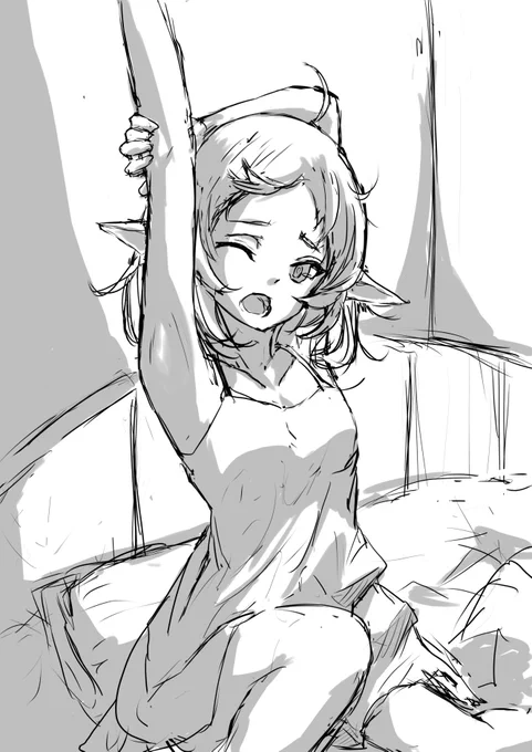 あくびしながら描いた。 