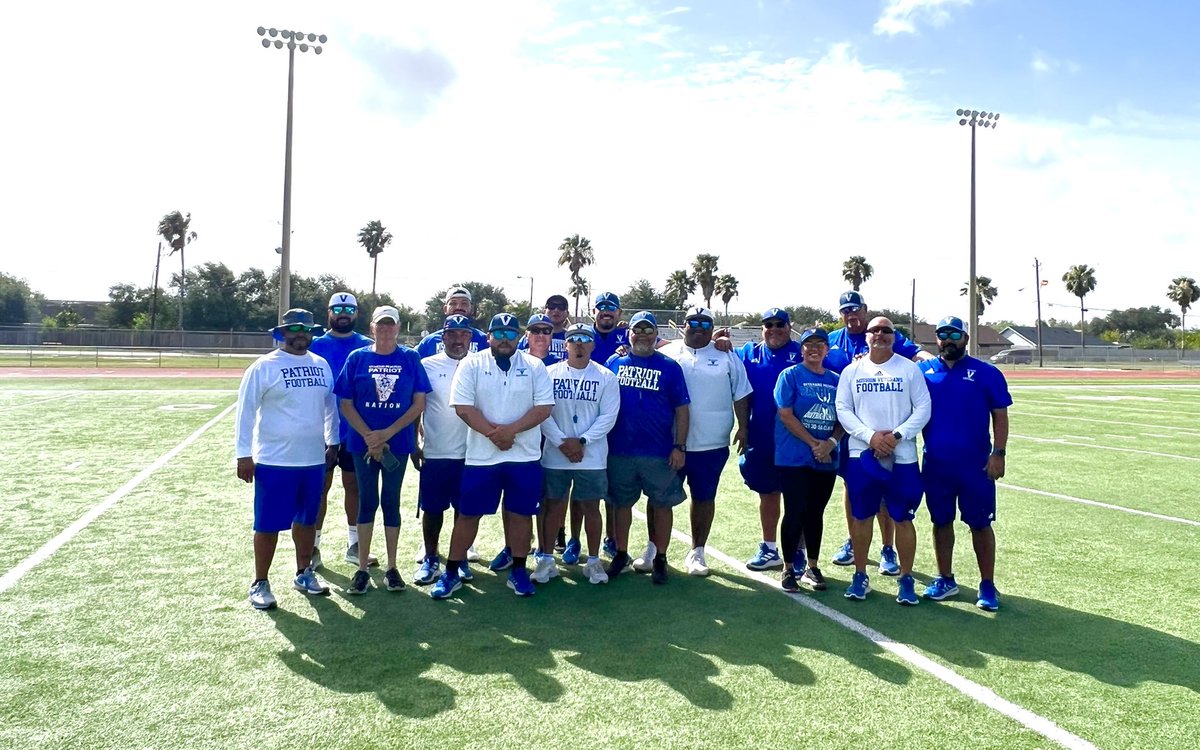 I wanted to say thank you to the 20 coaches that showed up to VOLUNTARILY work Summer S&amp;C this morning!!! We tried to get a picture of all of them in this picture, but a couple were already off the field. Great job, coaches…we couldn’t do any of it without you!!!!!!
#blueVlife