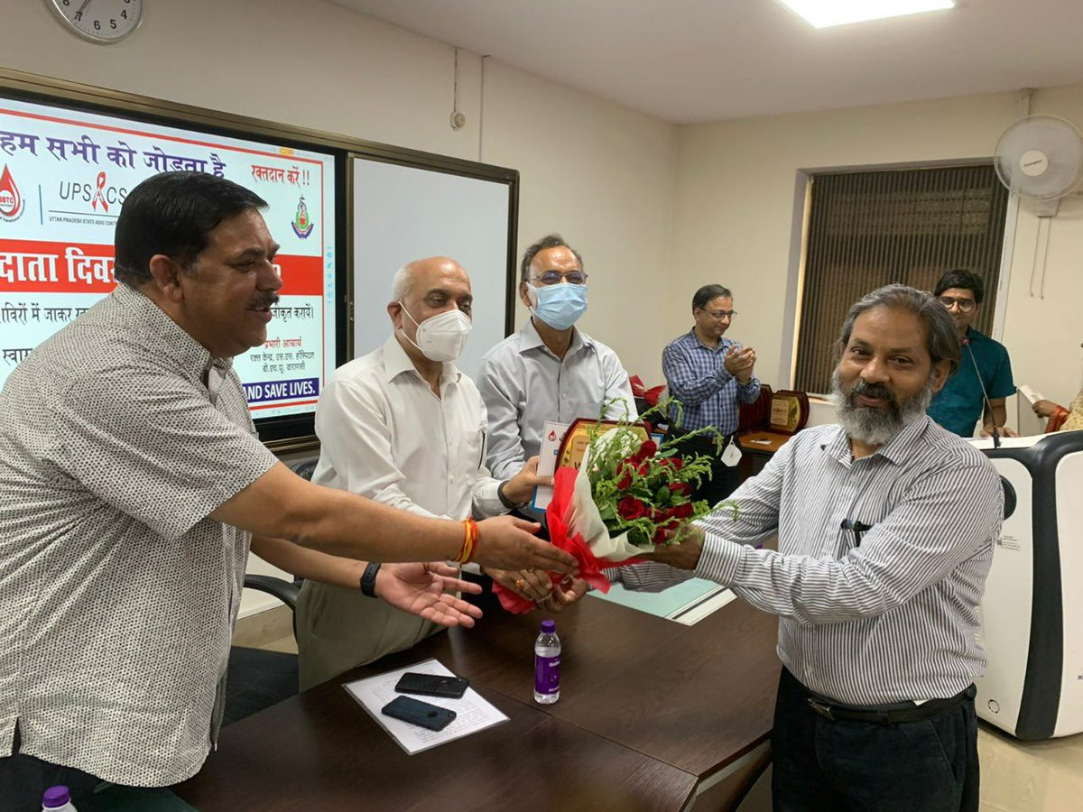 DineshCRai's tweet photo. On the occasion of #WorldBloodDonorDay, a blood donation camp and blood donor felicitation ceremony were organised in my Department of Dairy Science and Food Technology today. Myself and many teachers and research students of the department donated the blood. #BHU #VCBHU https://t.co/scQEoNVnkD