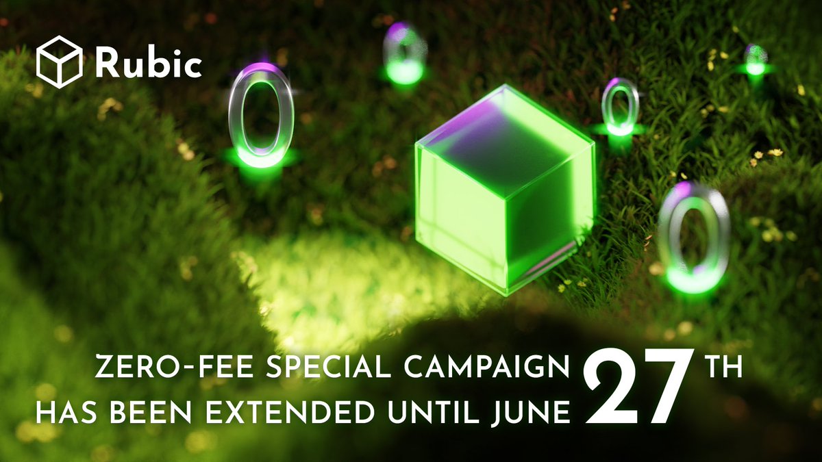 Rubic Rangers! We heard your requests, and we’ve decided to extend our Zero-Fee Campaign until June 27th!

Thus, for all of our users, we turned off protocol fees for any and all #CrossChain #swaps which are completed directly on app.rubic.exchange. 🟩
