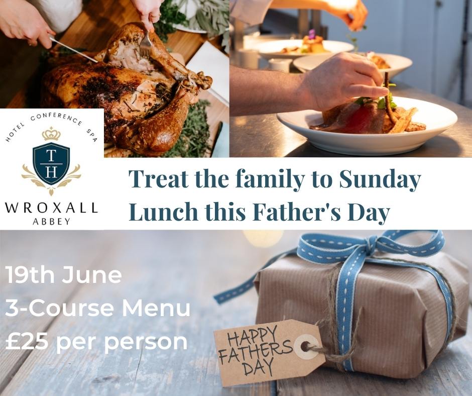HotelWroxall's tweet photo. Join us to celebrate Father's Day this Sunday with a roast dinner offer for all the family:

-3 Courses
-£25 Per Person
-Served 1230pm - 4pm

Book here: https://t.co/Nh2gavctTA

#sundayroast #sundaydinner #eatout #dinnerbirmingham #dinnercoventry #eatoutbirmngham #eatoutcoventry https://t.co/XoFnwQUatO