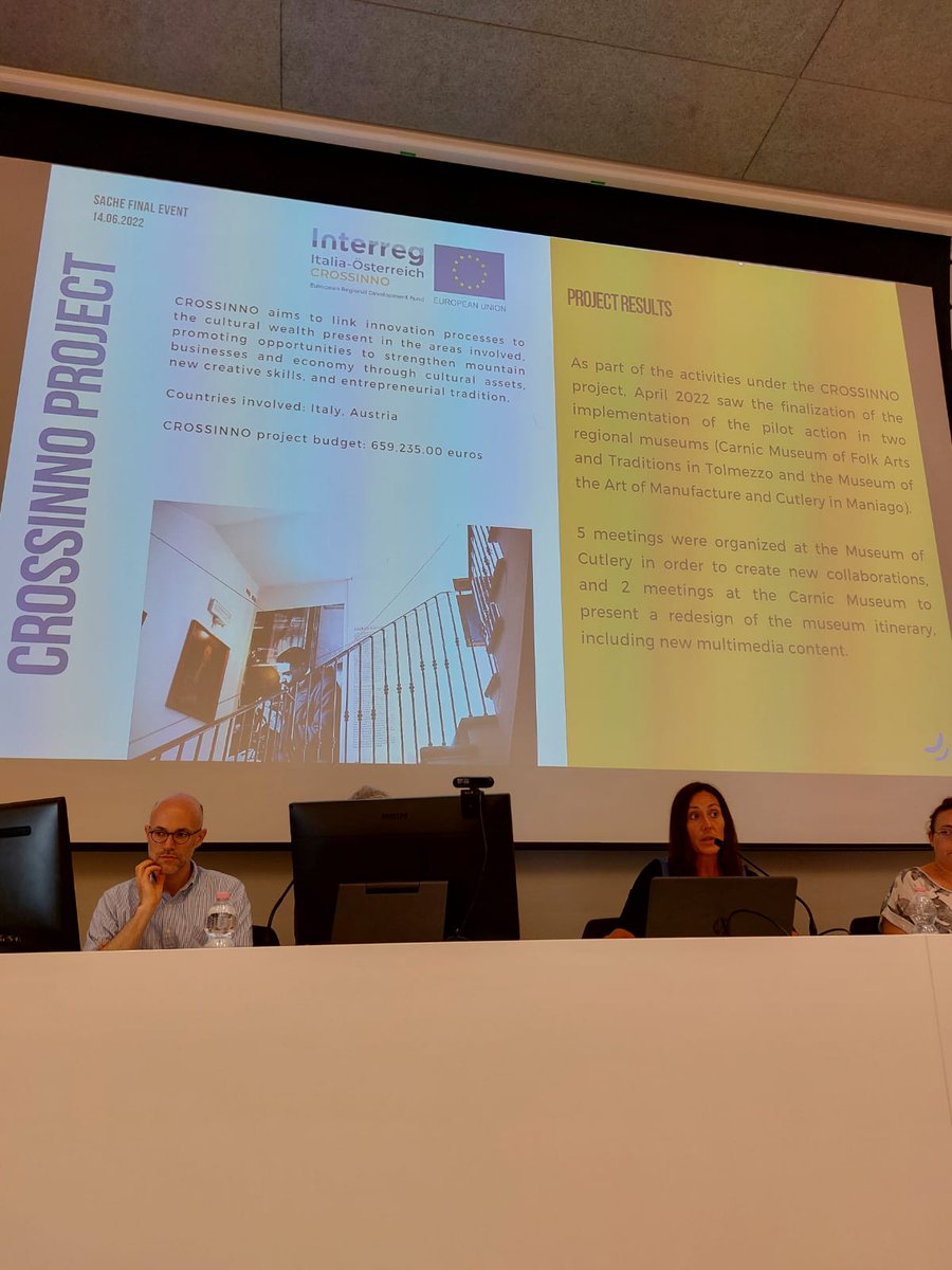 Crossinnoproje2's tweet photo. #externalevent
🤩 @regioneFVGit is presenting #CROSSINNOproject at the final conference of @InterregCE #SACHE project "Making more with museums"!
👉Learn more about the #project: https://t.co/gwJ378XHer

#Interreg #Italia 🇮🇹 #Österreich 🇦🇹
@tbcamcom #ITGSalzburg @ProvinciaBL https://t.co/ZqsWApq79D