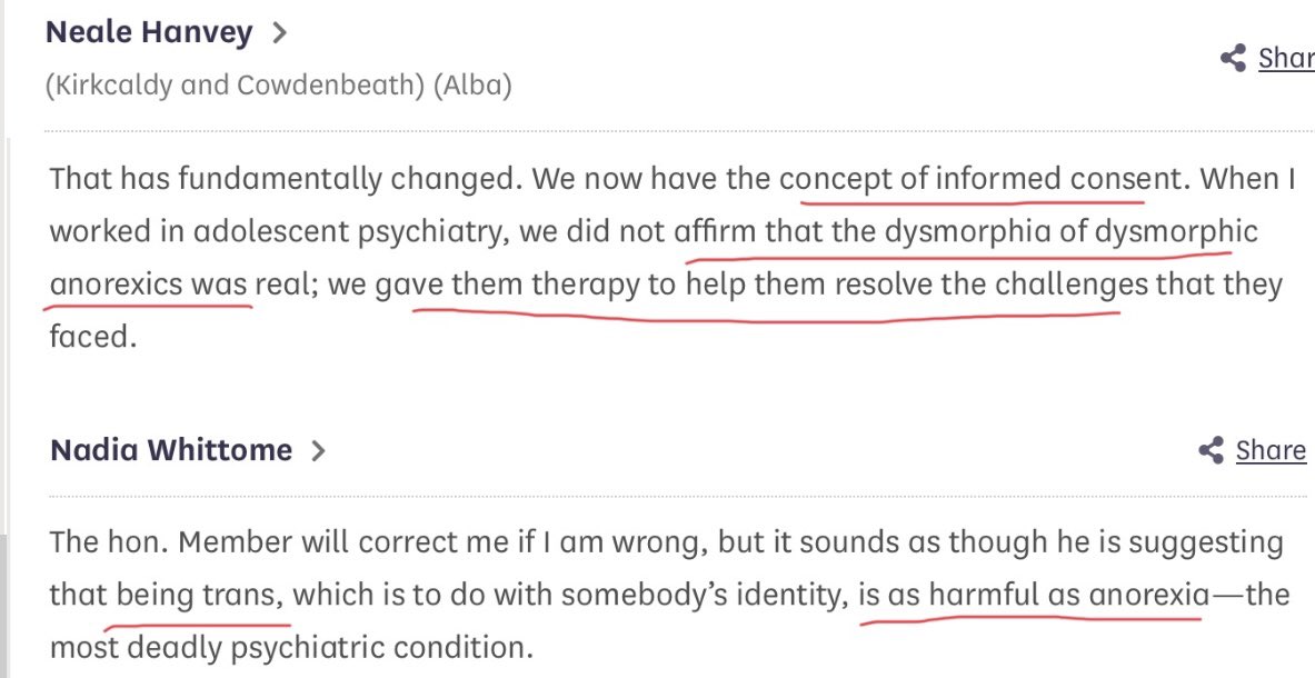 STILLTish's tweet photo. Neale was shut down about the parallels with anorexia. This is a perfectly valid comparison. It speaks to the body image of teenage girls and the social contagion in Rapid Onset Gender Dysphoria. Nadia is why the Denton’s document suggested targeting young, naive, politicians https://t.co/D6oITysZaB