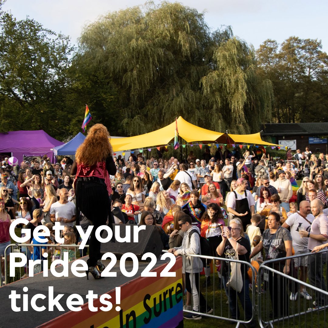 PrideInSurrey's tweet photo. Get your tickets for Pride in Surrey 2022 today! 🏳️‍🌈🏳️‍⚧️ Head to https://t.co/1XsF2TUO17 https://t.co/h6tY83DBQZ