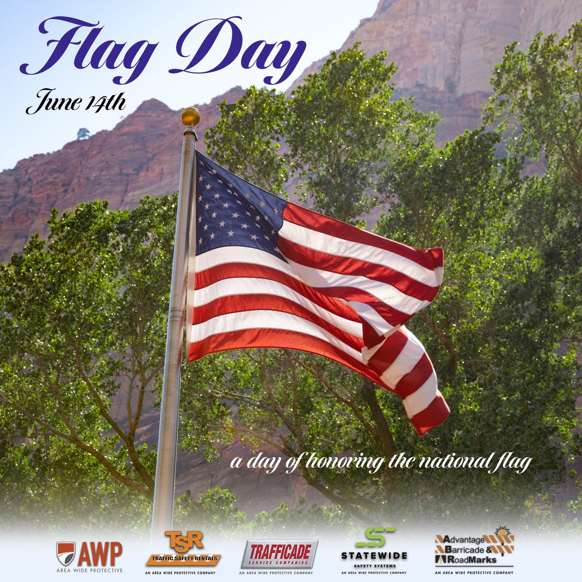 trafficade's tweet photo. Area Wide Protective (AWP) Mountain Region of companies celebrates Flag Day, a day honoring the national flag, observed on June 14. The holiday commemorates the date in 1777 when the United States approved the design for its first national flag.
#flagday #nationalflagday #awp https://t.co/nzc0HwBgXd