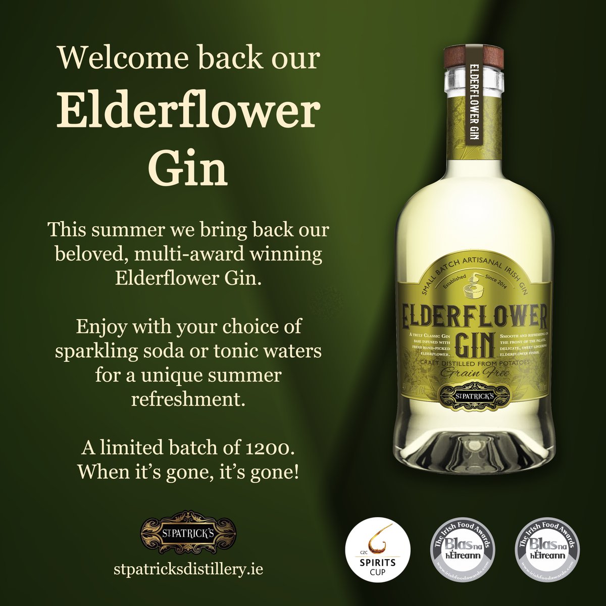 By popular demand, our award-winning Elderflower Gin is back! A limited batch of 1200 - when it's gone, it's gone!